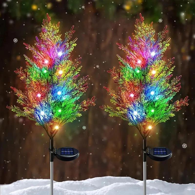 1/2/4PCS Color Solar Christmas pine tree lamp Christmas garden floor lamp suitable for garden passages and Christmas decoration