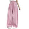 Solid Color Casual Pants Girl Elastic Waist Straight Summer Loose Breathable Wide Leg Pant Children's Summer Trousers