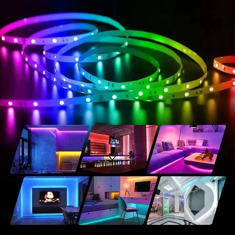 LED USB Strip Light Remote Control Color Changing 5050 RGB LED Bluetooth Connectivity Colorful Light Strip Set Flexible Lights