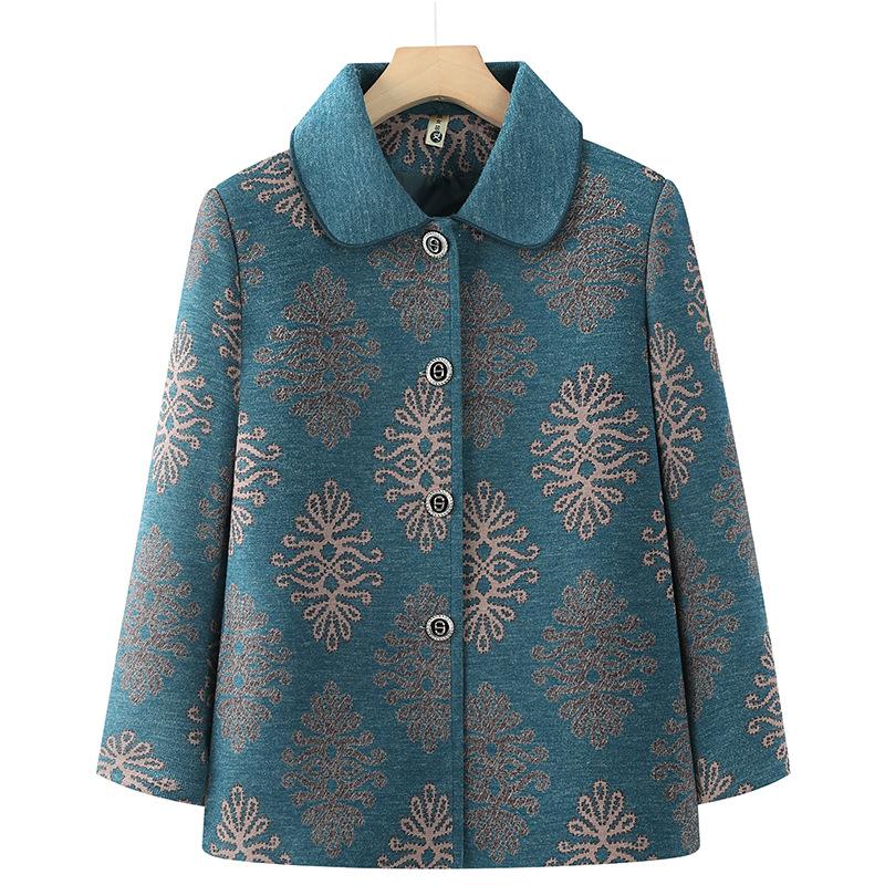 

Women s coat new top old lady lapel clothes 5XL (recommended 145-80 kg) синий