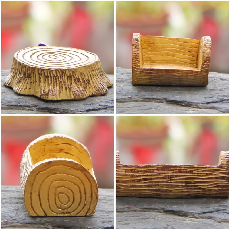 COHEALI Set of 4 Resin Tree Miniature Garden Micro Landscape Indoor and Outdoor Accessories Stumps, Objects, Decorations, 2.9x1.2x1 Inch,