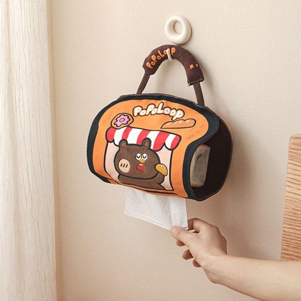 Cartoon Hanging Tissue Bag Reusable Space Saving Wall Hanging Napkin Dispenser Cute Universal Portable Tissue Cover Bedside