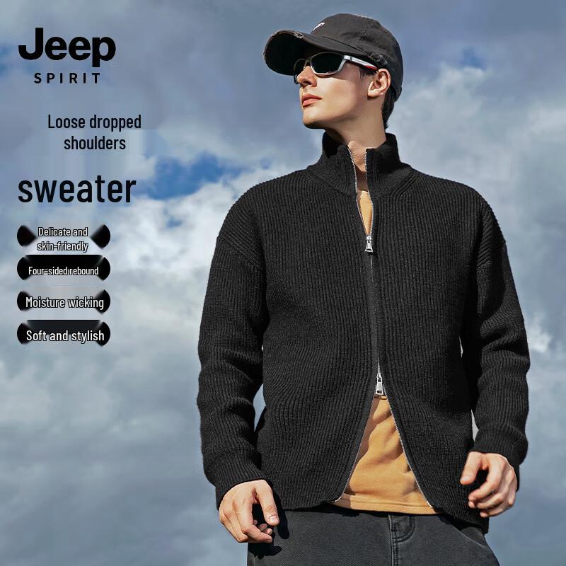 JEEP SPIRIT Men's Winter Stand-Collar Knit Sweaters