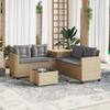 L shaped garden sofa set with table and cushions beige poly rattan