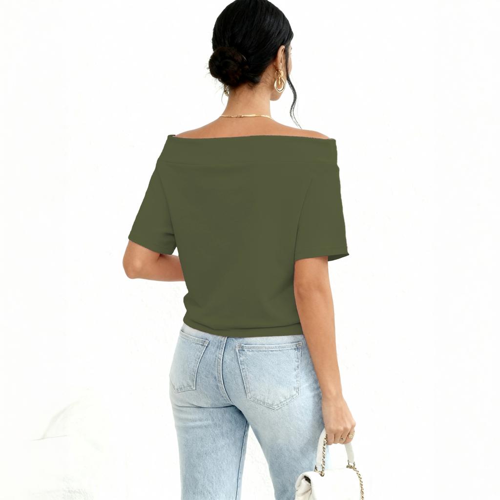 Women's Off Shoulder Neck Sweatshirt Loose Fit Casual Pullover Top