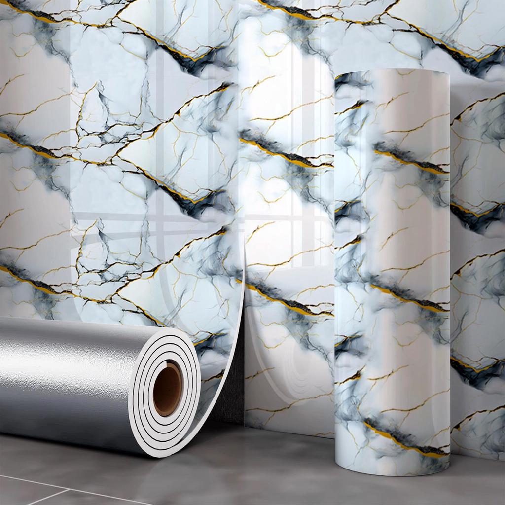 Samoprzylepna Wodoodporna Tapeta z Płytki Marmurowej na Ściany Łazienki