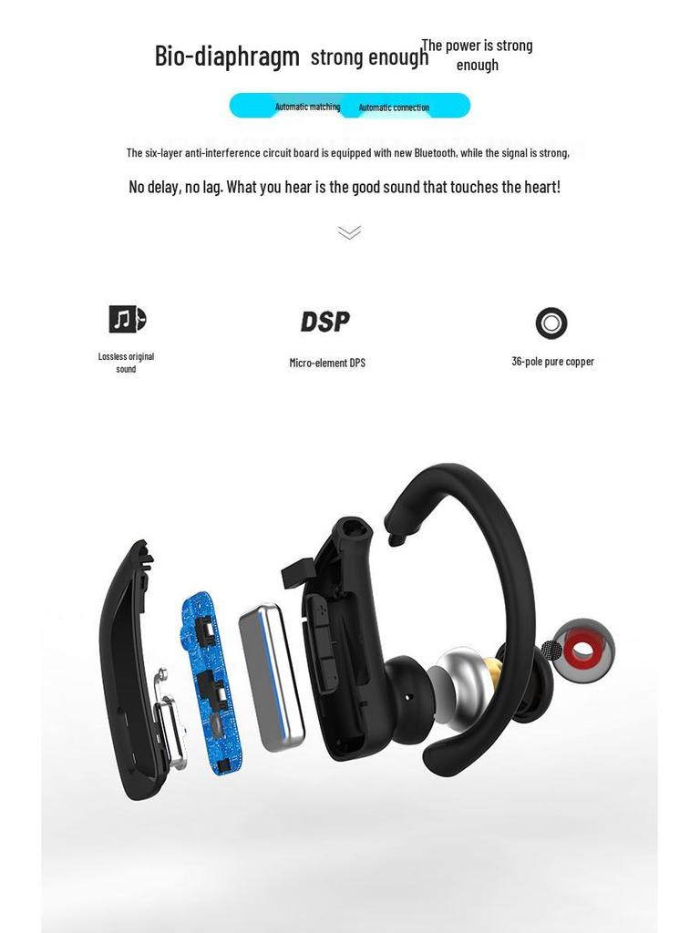 T17 Wireless Bluetooth Sports Ear-hook Headset, Waterproof, TWS, Bluetooth 5.3.