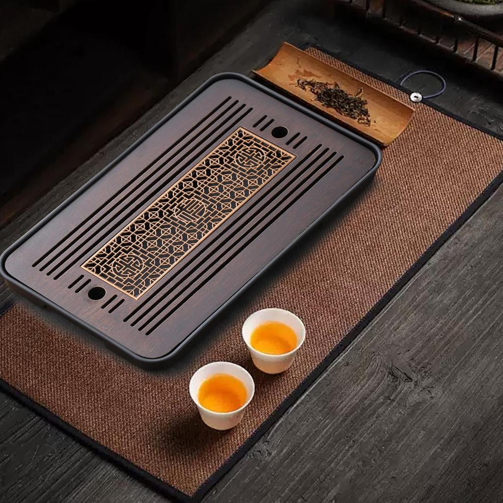 Bamboo Tea Tray Drainage Durable for Kungfu Set,Simple, Water Storage Table Home