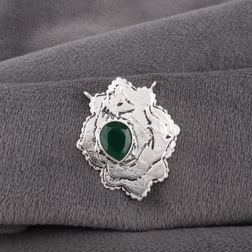 Green Onyx Gemstone Handmade 925 Sterling Silver Jewelry Pendant Gift For Women