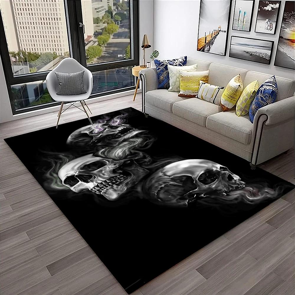 3D Gothic Horror Skull Ghost Cartoon Carpet Rug for Home Living Room Bedroom Sofa Doormat Decor,kids Area Rug Non-slip Floor Mat