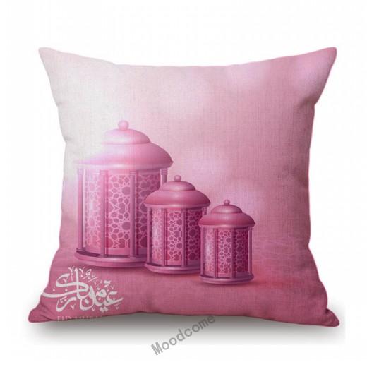 Pink Islamic Eid Mubarak Ramadan Arabic Decoration Cotton Linen Sofa Throw Pillow Case Moslem Muslim Art Car Cushion Cover Case