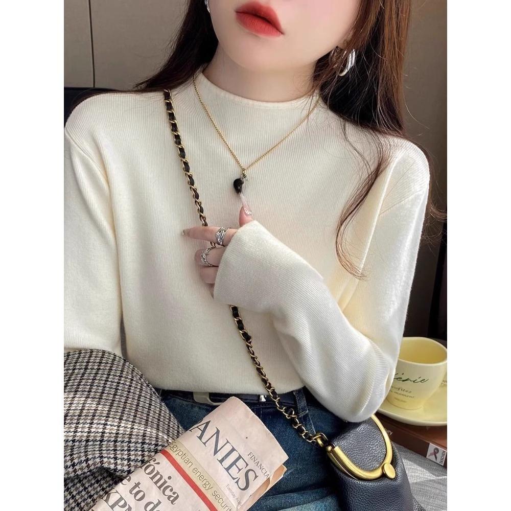 **Soft Knit Long Sleeve Base Layer Women Winter Sweater Korean Style Minimalist Layering Top**