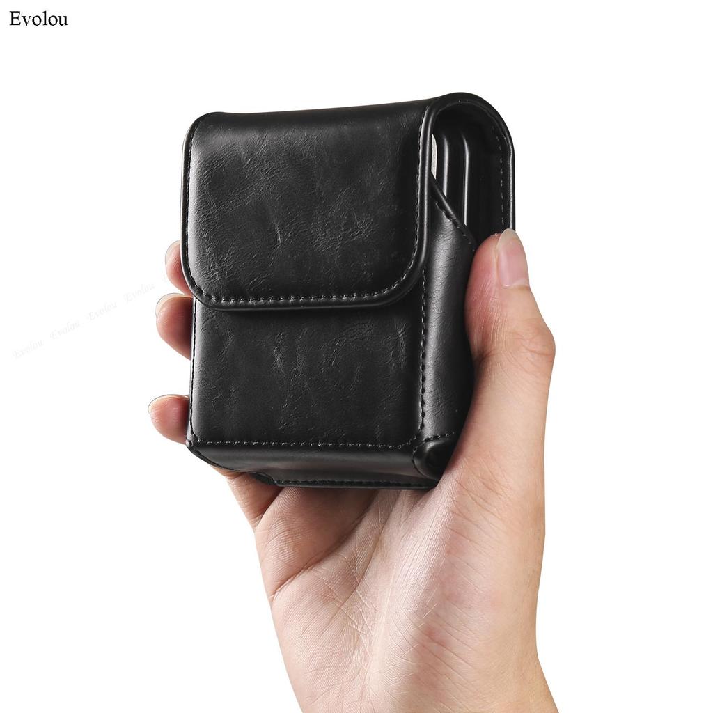 Genuine Leather Phone Bag Universal For Moto Razr 40 Ultar Samsung Z Flip 8 5 4 Huawei P50 Pocket Belt Clip Holster Waist Cover