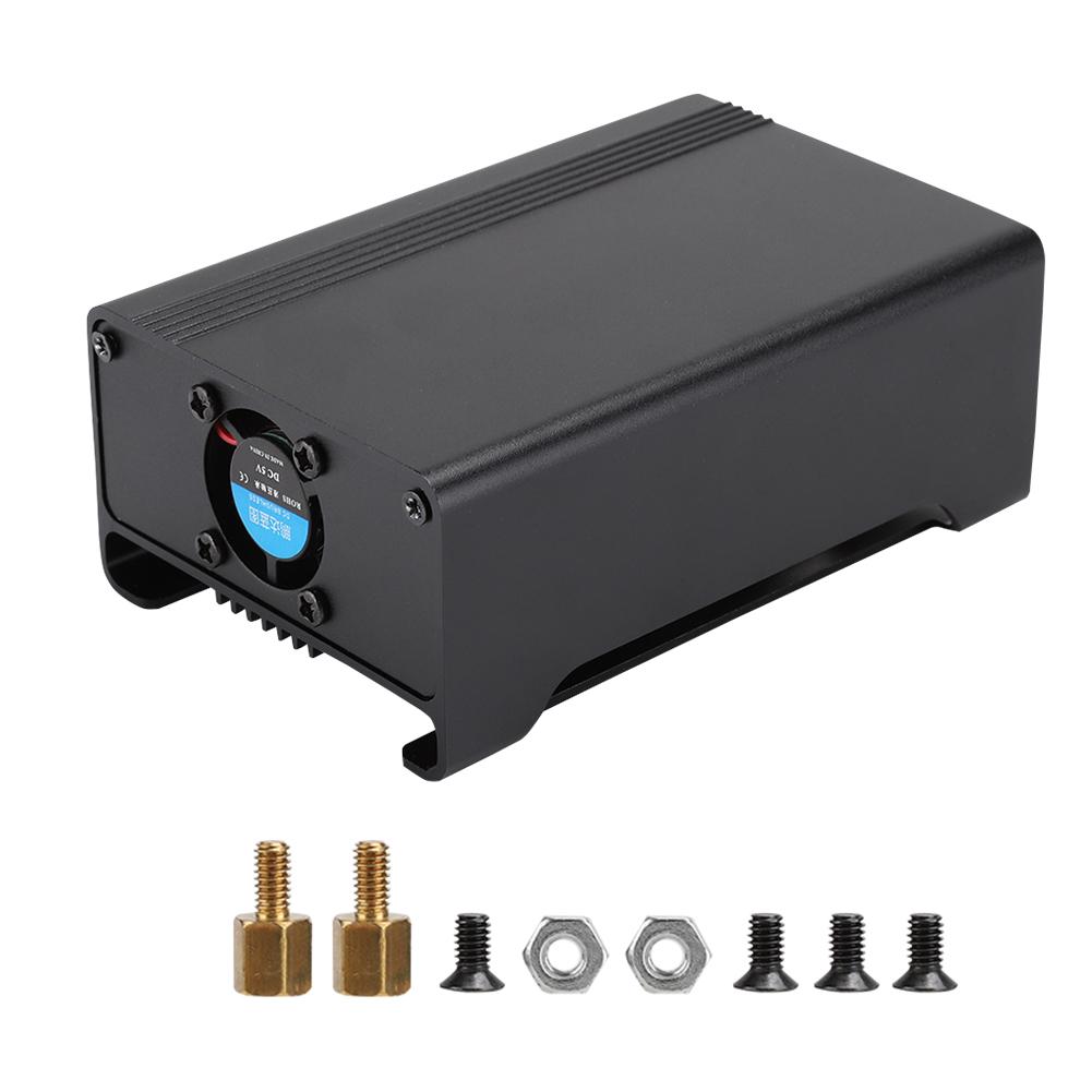 V1 Aluminum Alloy Metal Case with DC 5V Cooling Fan for Raspberry Pi 3 b 2 b RPB +(Black )