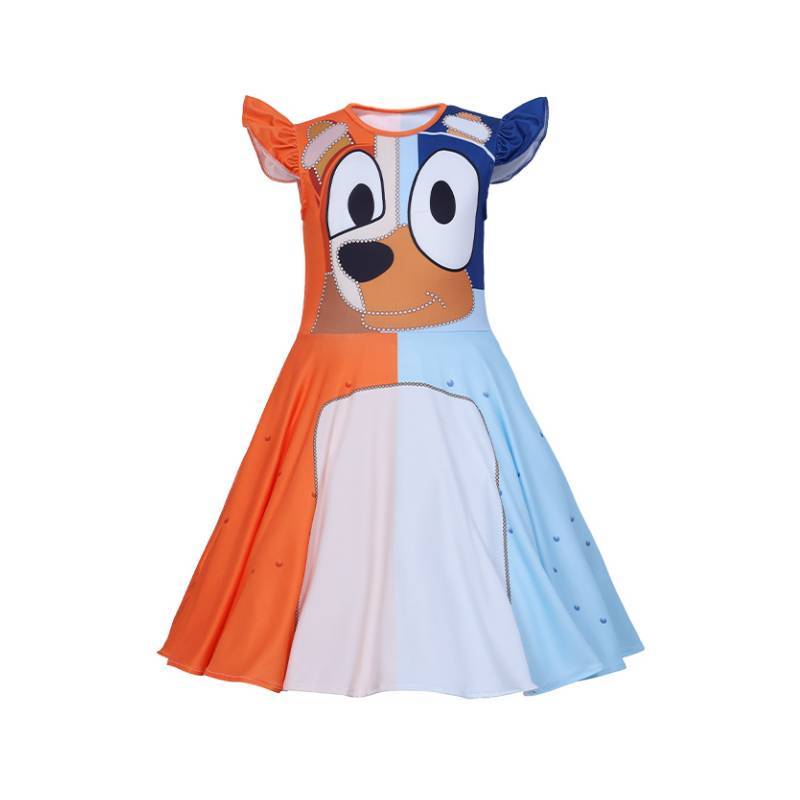 Bluey Girls Princess Dress With Printed Polyester For Childrens Party And Cosplay 110cm