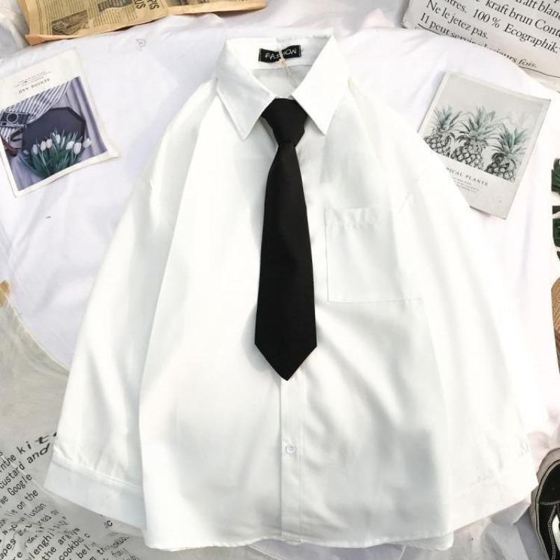 Shirt women's retro Hong Kong flavor design sense niche top spring and autumn new loose student shirt