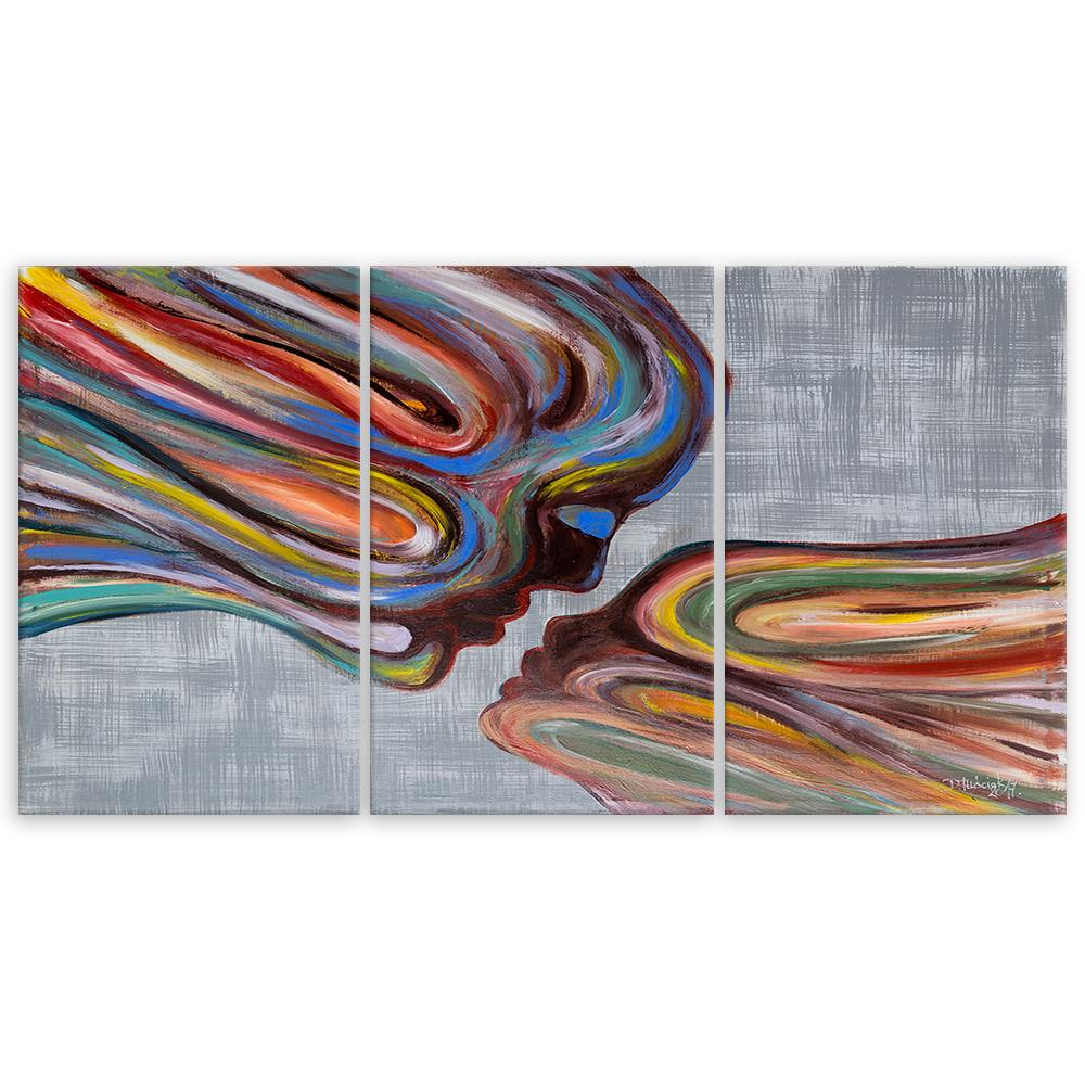 Třídílný obraz na plátně Líbání tváře