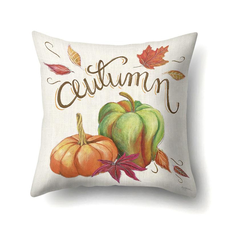 Thanksgiving Pillowcase Blessing Maple Leaf Pumpkin Sofa Cushion Cover Office Home Living Room Pillowcase
