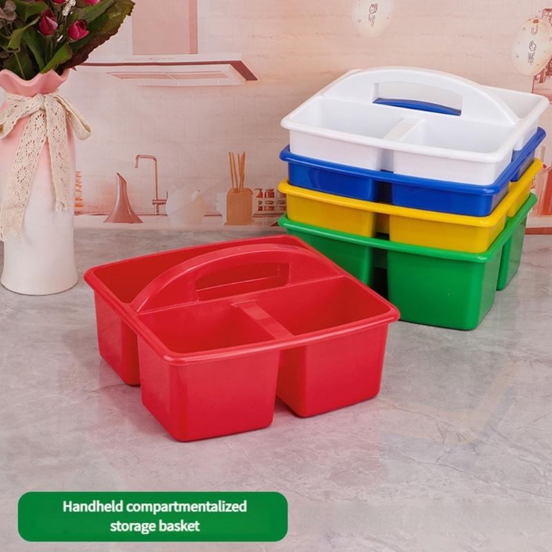 6Pcs Stacking Storage Basket With Handle Space Saving Organiser Box For School Office Supplies Kitchen Organization