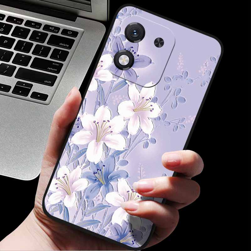For Honor X70i 5G ABR-AN00 3D Relief Flower Emboss Soft Silicone Back Cover For Honor X70i X70i 5G Relief Emboss Case Honor X70i