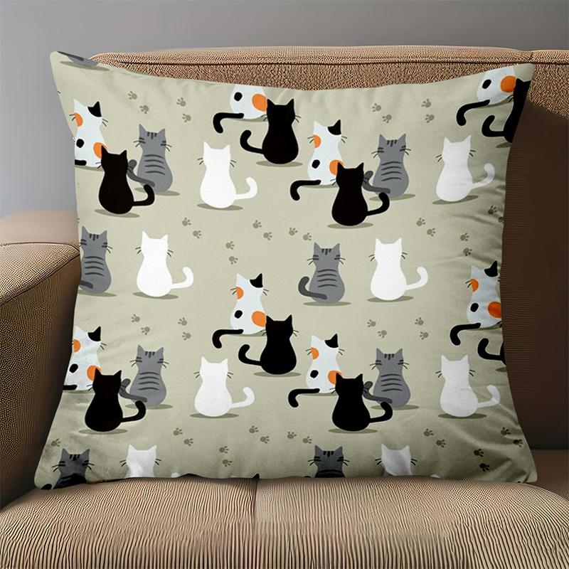1 Pieces Cute Cat Pattern Throw Pillow In Neutral Tones Polyester pillowcase, sofa decorative cushion cov Headboard Pillow