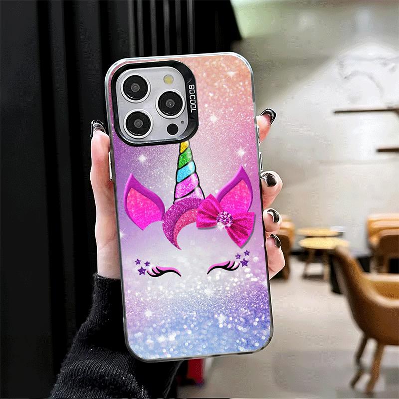 Pink Unicorn Rainbow Soft Phone Case for iPhone 15 16 17 Pro Max 17Air 16E 14 Plus 13 12 Mini Shockproof Cover Back Shell