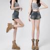 Women's 2025 High-Waisted Denim A-Line Hot Pants - New Summer Slim-Fit Elastic Shorts