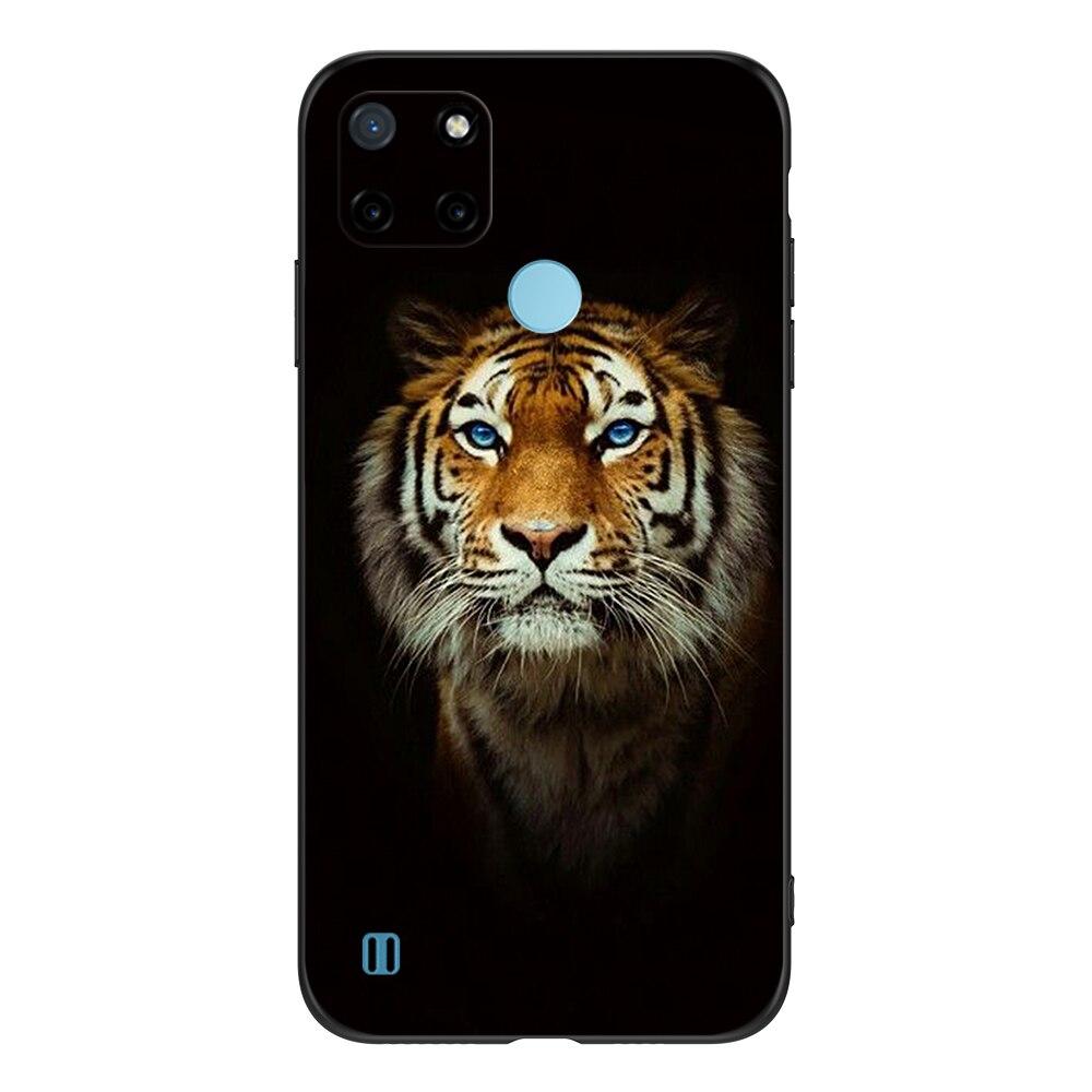 For Realme C21Y C25Y Case For OPPO Realme C21Y C25Y 4G Soft Case RMX3261 Coque 6.5inch Black Tpu Case Lion Wolf Tiger Dragon
