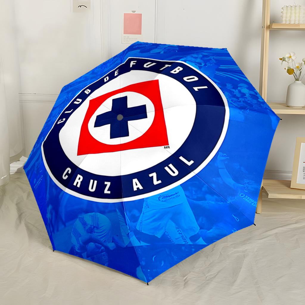 Cruz Azul Football Club Outdoor Automatic Umbrella Compact 8-Rib Lightweight Foldable Design for Outdoor Daily Use Compact Folding Umbrella
