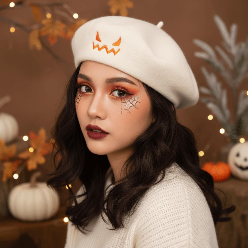 Lightweight Pumpkin Face Cap Embroidered Embroidered Painter Hat Autumn Winter Dress