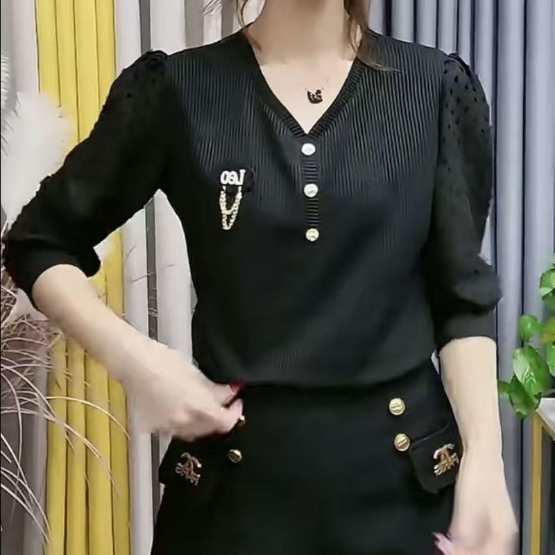 

Топы Нижнее белье Рубашки для женщин Рубашки с длинным рукавом для женщин Осень Новые шифоновые рубашки для женщин Универсальные пуловеры 5XL