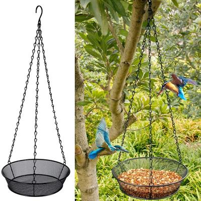 Hängender Vogelhäuschen im Vintage-Stil, runde Schale, Metallgitter-Plattform, Samenfutterspender für den Außenbereich, Vogelhaus, Villa Garten Dekoration Zubehör
