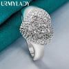URMYLADY 925 Sterling Silver Heart Zircon 7-10 Ring For Women Fashion Wedding Party Charm Jewelry