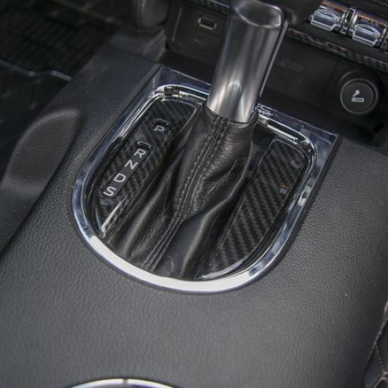 Central Shift Gear Box Trim Decor Cover Bezels for Ford Mustang 15+ Carbon Fiber