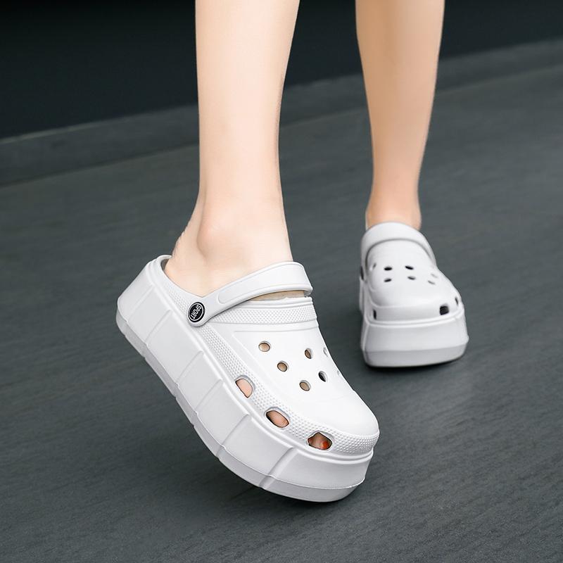 Womens Sandals Hole Shoes Chunky Slippers Summer Beach Shoes Outdoor Green Platform Sandals