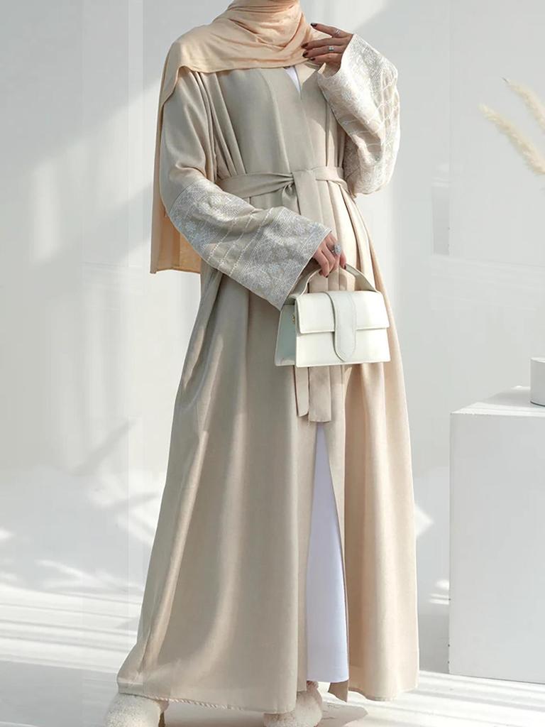 Elegant Embroidered Cardigan Robe Abaya Dress for Women - Dubai Turkey Middle East