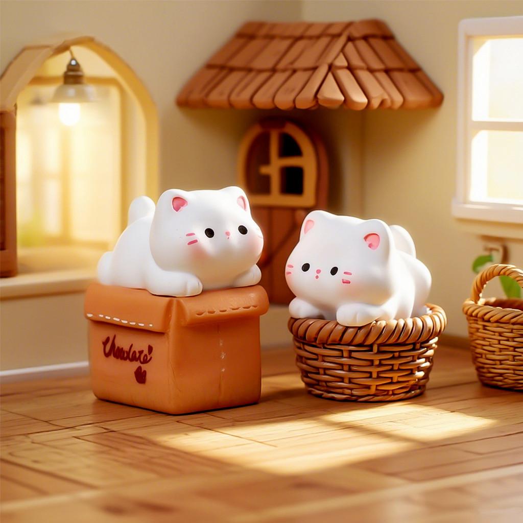 9Pcs/set Cartoon Cat Animal Miniatures Diy Resin Ornaments Fairy Garden Decoration Moss Terrarium Micro Landscape