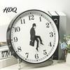 Industrial Style Wall Clock Man Silhouette Clock Silent Non-Ticking Round Hanging Decorative 12 Inch Digital Analog for Home Office Bedroom