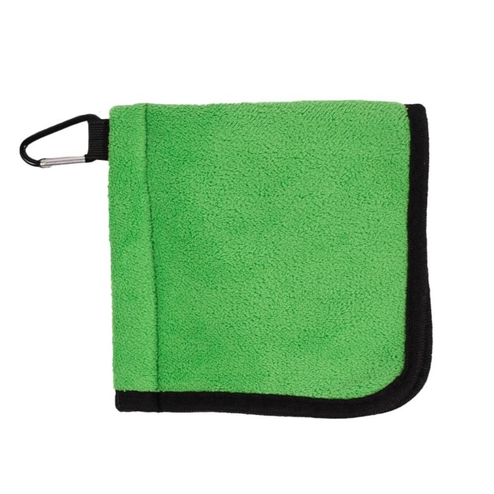 

Microfiber Golf Ball Cleaning Towel Double-Layer Square Golf Club Cleaner with Carabiner Hook Water Absorption Golf Wipe Cloth зелений