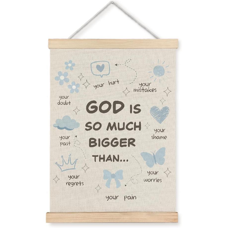WUCHJ Psalm 61:2 Christian Wall Art Poster, pirational Christian Wall Decor, When My Heart is Overwhelmed Bible Verses Canvas Prints Artwork for Home