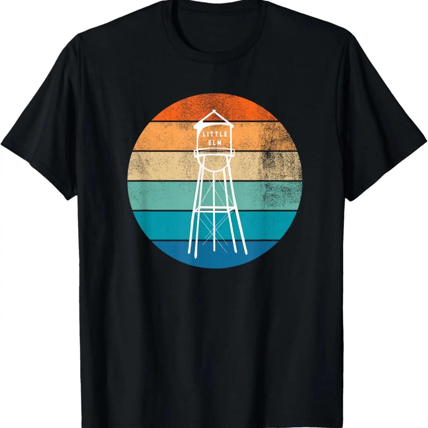 

Little Elm Texas Old Water Tower With Beach Sunset T-Shirt S чёрный