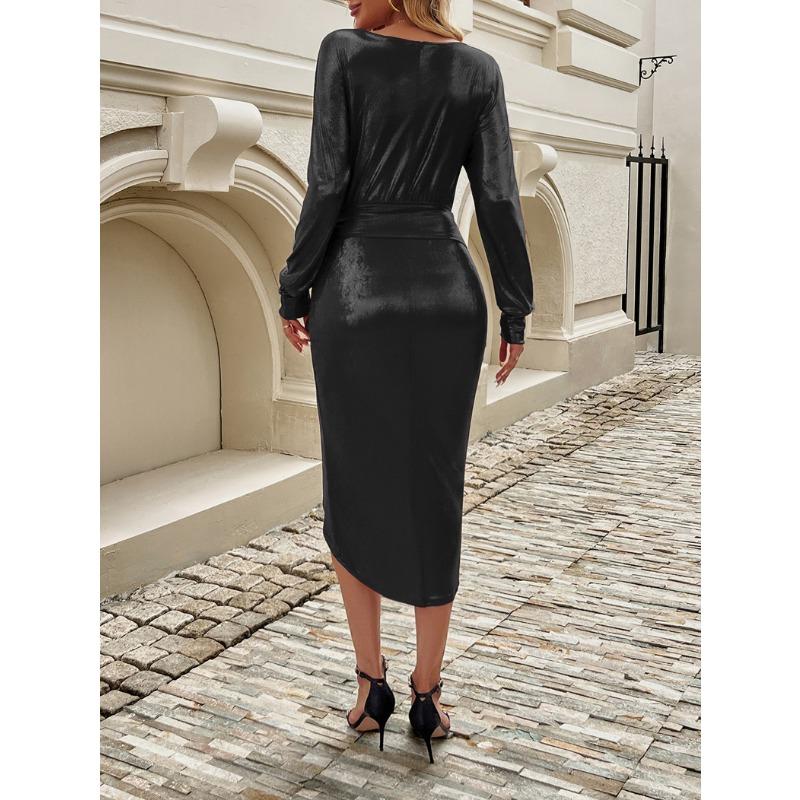 Women's Lace-up Waist-closing Long-sleeved Dress Evening Dress