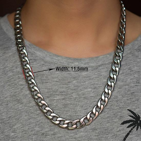 Men's Necklace Round Cuban Link Neck Chain Stainless Steel for Women Men Copper Color Punk Boy Choker Metal Jewelry Accessories