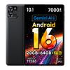 Android 16 Gemini Android Großes Gesicht Displayschutzfolie Inklusive KI-Verbessertes Tablet, 10-Zoll Wi-Fi Modell, 64GB/20GB/2TB Erweiterung, Bildschirm, Leicht,