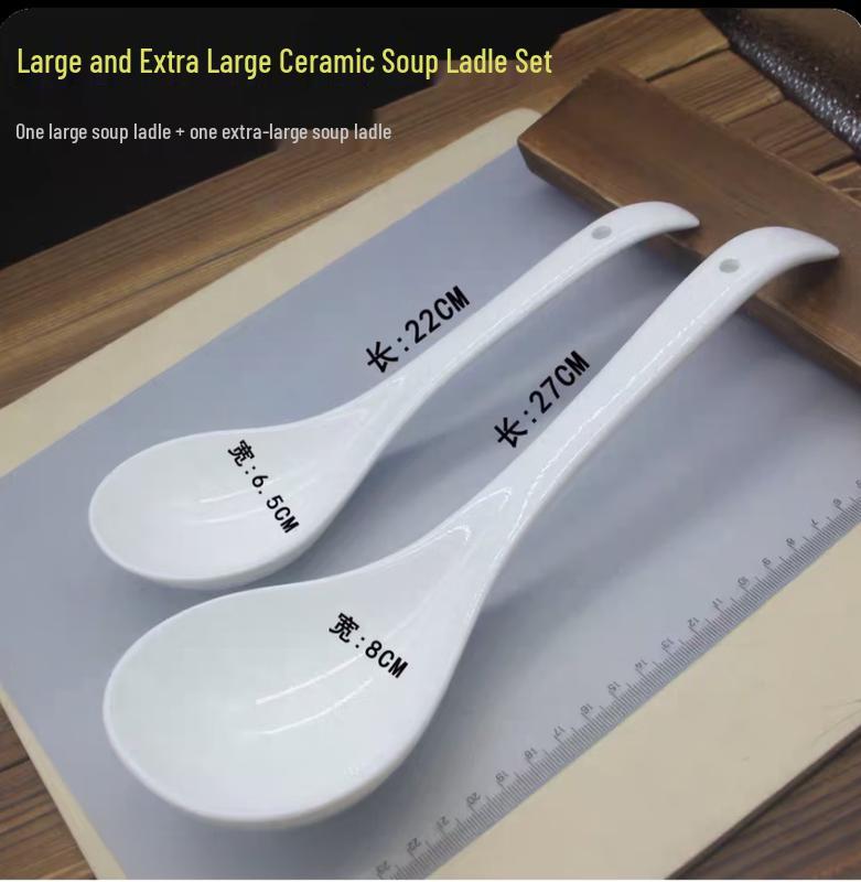 Jingdezhen Ceramic Extra Large Long Handle Soup Ladle