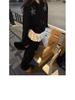 Women's Ballet Style Long Sleeve Lace Hem T-Shirt for Autumn/Winter - Chic Slim Fit Base Layer Top