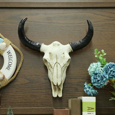 Cow Skull Head Pendant Wall Hanging Bull Head Ornament Figurines Crafts Nostalgic Realistic for Home Halloween Decoration