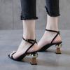 Internet Celebrity Sandals Women 2025 Summer New Student Korean Version Square Head High Heels Sexy Fairy Style Outside Wear Ins Tide