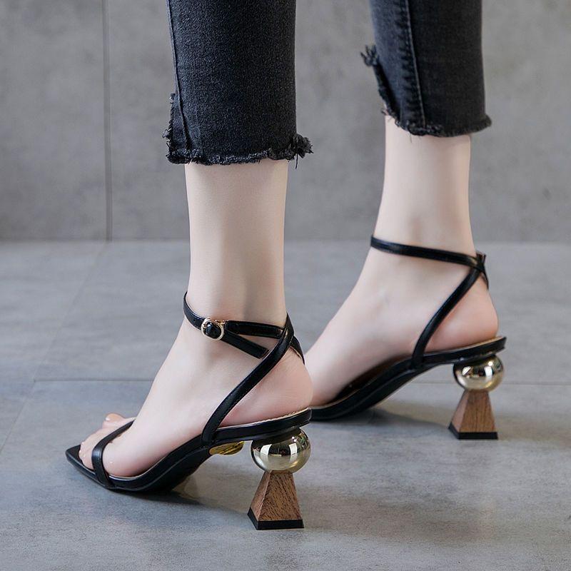 Internet Celebrity Sandals Women 2025 Summer New Student Korean Version Square Head High Heels Sexy Fairy Style Outside Wear Ins Tide