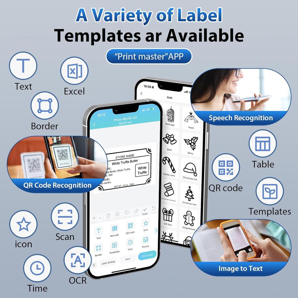 M220 Wireless Label Maker Portable Address Printer for 0.78 To 3.14 Inch Labels, for Home Office and Small Business Organization, Compatible with
